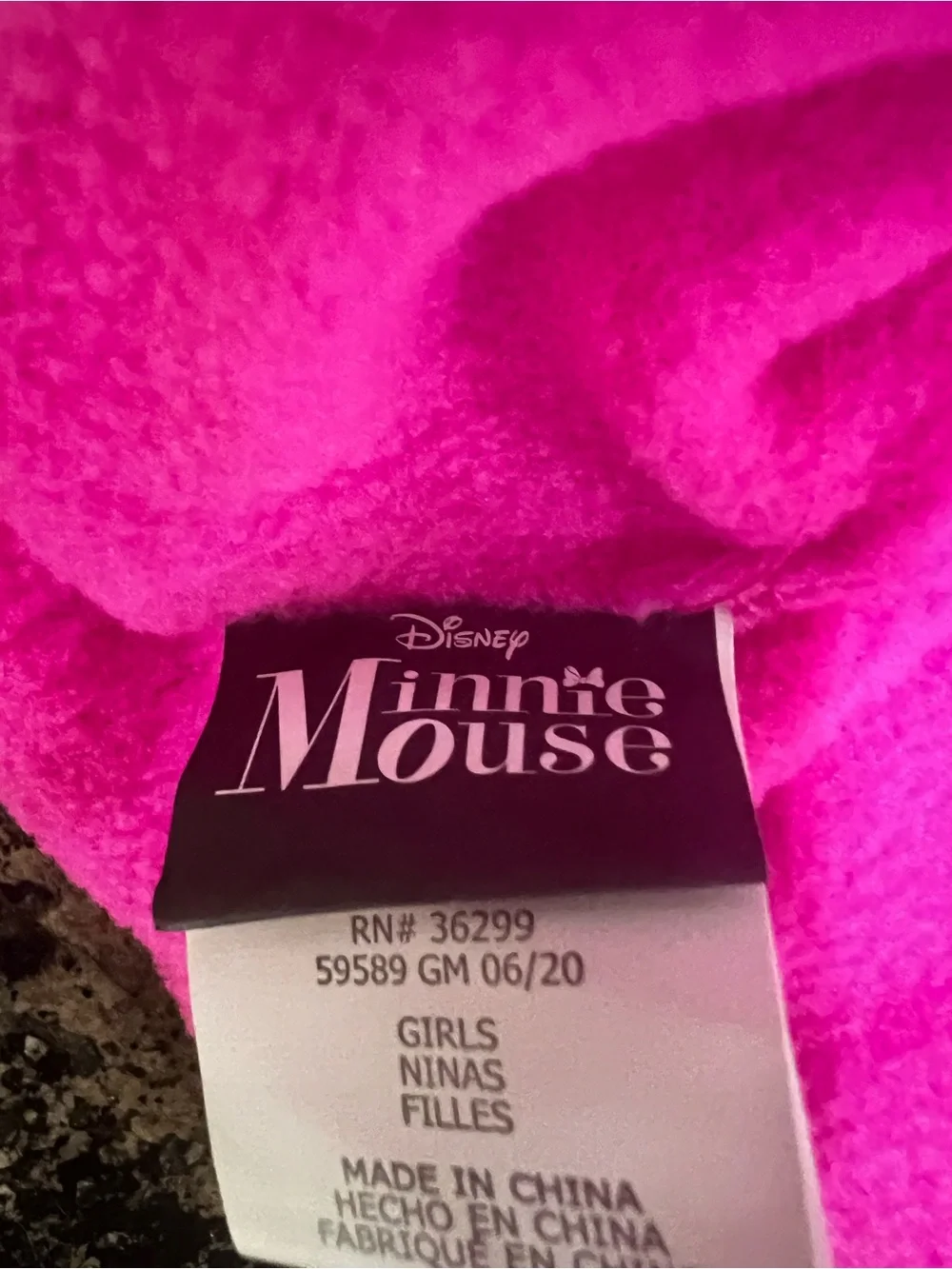 Disney Grey Minnie Mouse Earflap Hat with Black Pom Ears and Pink Lining